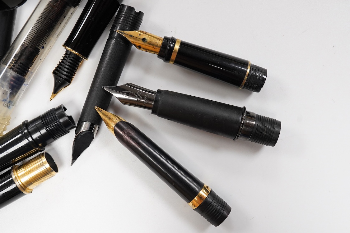 A large quantity of sections and nibs mainly for Parker although a few Waterman, plus various pens